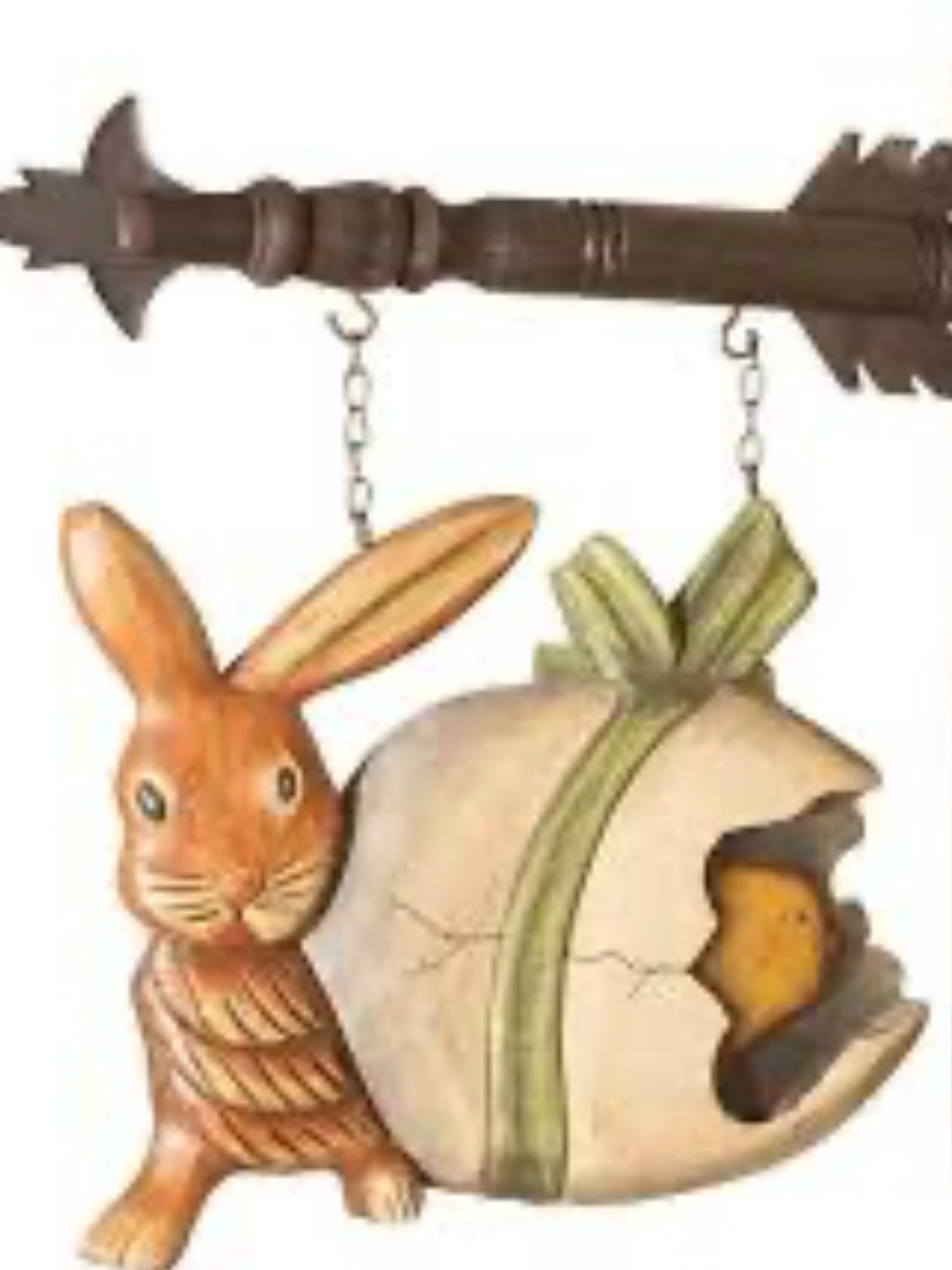 K & K Interiors Easter Bunny Hatching Chick Arrow Replacement Hanging Sign resin